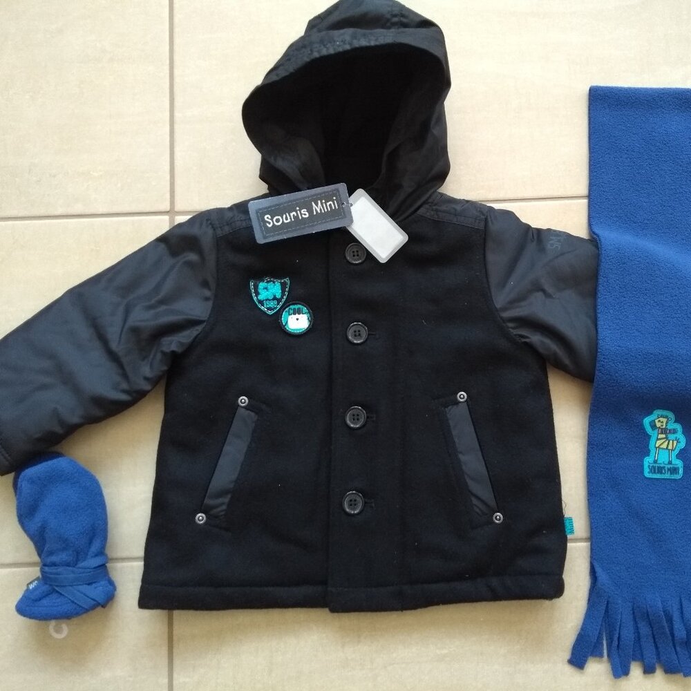 SOURIS MINI WINTER WOOL COAT 12 MONTHS AND ACCESSORIES